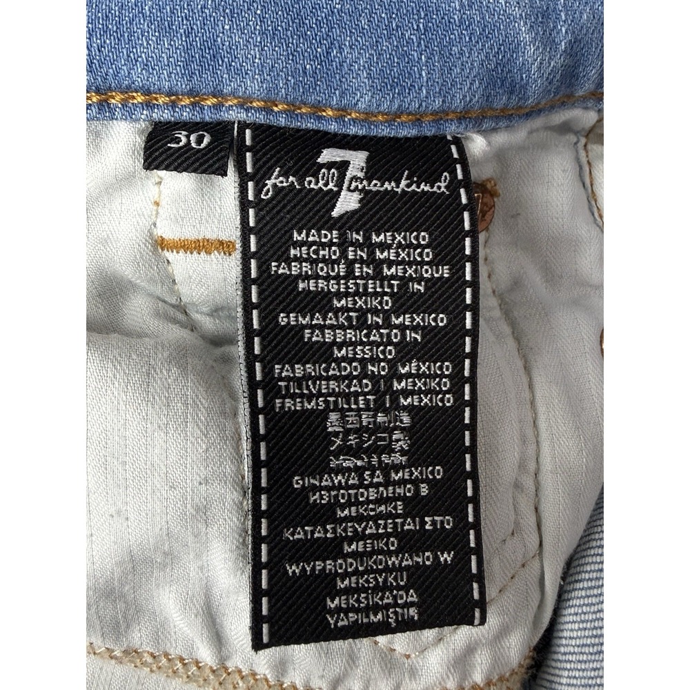 7 For All Mankind Jeans Women's 30 High Waist Slim Kick Light Wash Crop - Picture 5 of 10